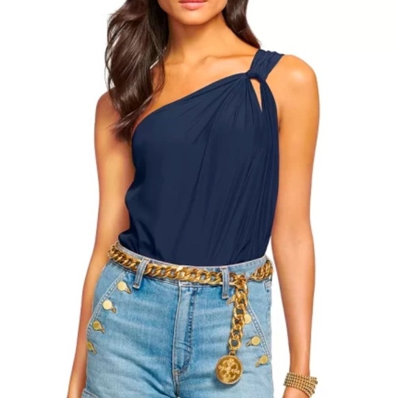 New Ramy Brook Junie One-Shoulder Navy Blue Tank Top Size X-small - Picture 10 of 10